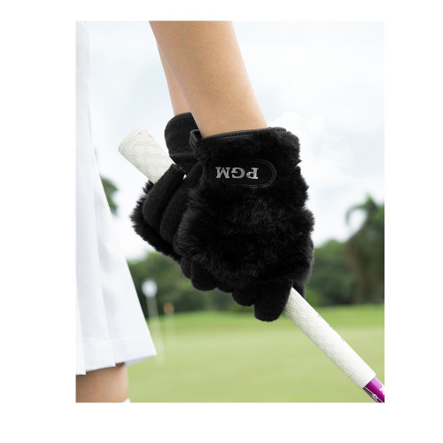 高爾夫手套女高爾夫冬季女裝新款加絨保曖白色女士兔毛絨韓式手套