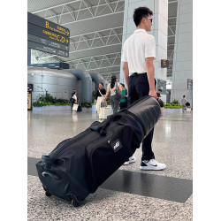 PE高爾夫航空托運包男可折曡硬殼配支撐桿萬向輪旅行包球包保護套