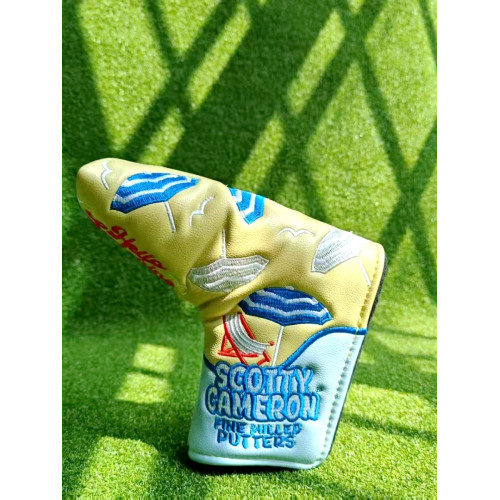 高爾夫推桿帽套L 型一字直條皮革防水 高爾夫推桿頭套保護GOLF