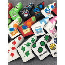 高爾夫球桿套 直條球桿頭套保護套 一字推桿帽套 刺綉PU面料