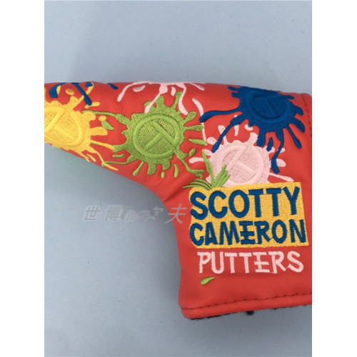 高爾夫球桿套 直條球桿頭套保護套 一字推桿帽套 刺綉PU面料