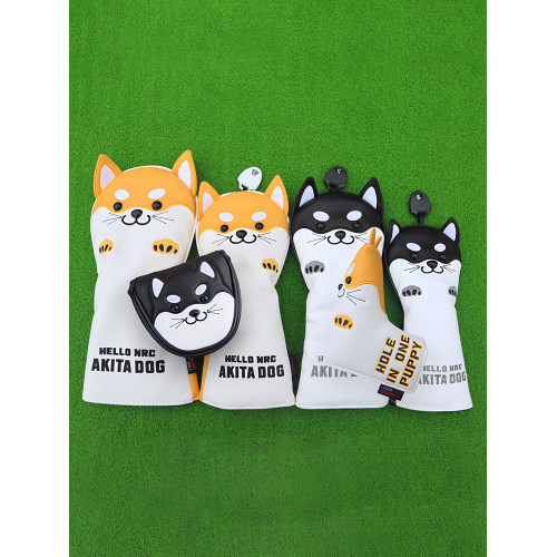 秋田犬高爾夫球桿套全套木桿頭套防水卡通帽套球頭保護套一號木套