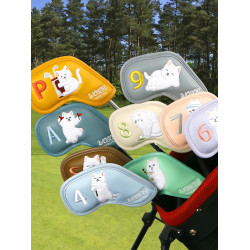 高爾夫鐵桿套喵星人桿頭保護套毛絨貓咪卡通球桿帽套高檔1套9個