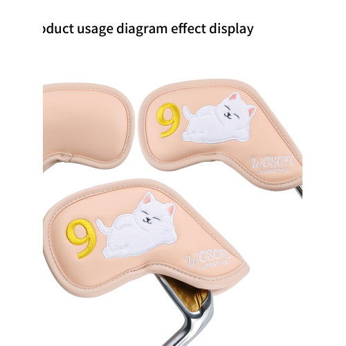 高爾夫鐵桿套喵星人桿頭保護套毛絨貓咪卡通球桿帽套高檔1套9個