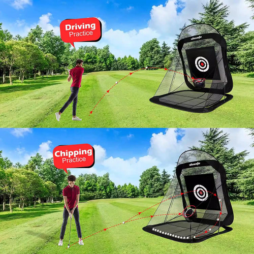 新款高爾夫室內外揮桿切桿練習網自動迴球家用室內外打擊籠易收納