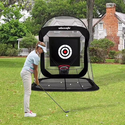 新款高爾夫室內外揮桿切桿練習網自動迴球家用室內外打擊籠易收納