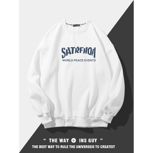 美式潮牌原創衛衣男圓領無帽寬松百搭春秋款加絨長袖oversize內搭 美式潮牌原創衛衣男圓領無帽寬松百搭春秋款加絨長袖oversize內搭