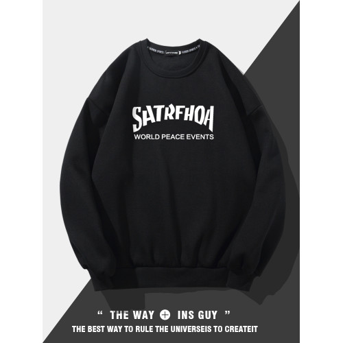 美式潮牌原創衛衣男圓領無帽寬松百搭春秋款加絨長袖oversize內搭 美式潮牌原創衛衣男圓領無帽寬松百搭春秋款加絨長袖oversize內搭