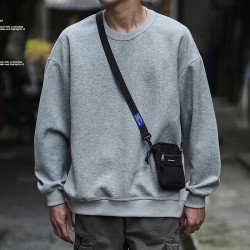 美式重磅純色圓領春秋衛衣男款純棉潮牌寬松日系復古打底衫男加絨