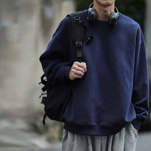 美式重磅純色圓領春秋衛衣男款純棉潮牌寬松日系復古打底衫男加絨 美式重磅純色圓領春秋衛衣男款純棉潮牌寬松日系復古打底衫男加絨