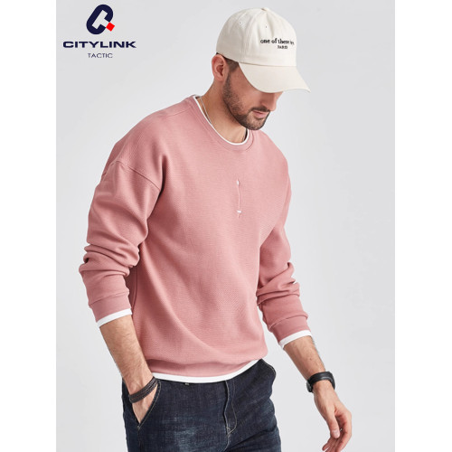 CT男裝 2025冬季寬松假兩件潮流打底上衣加絨加厚圓領衛衣男秋冬