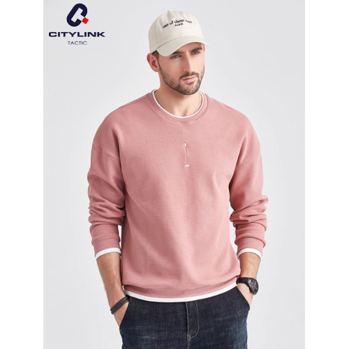 CT男裝 2025冬季寬松假兩件潮流打底上衣加絨加厚圓領衛衣男秋冬