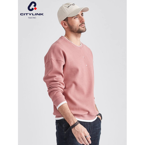 CT男裝 2025冬季寬松假兩件潮流打底上衣加絨加厚圓領衛衣男秋冬