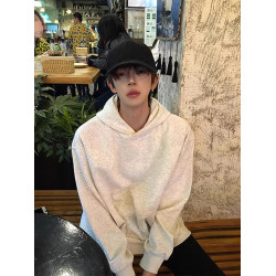 500g重磅白色連帽衛衣男款春秋美式cleanfit潮牌百搭套頭情侶外套