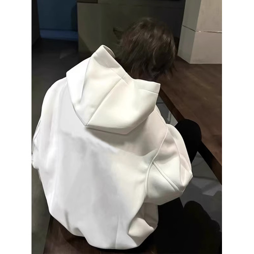 500g重磅白色連帽衛衣男款春秋美式cleanfit潮牌百搭套頭情侶外套 500g重磅白色連帽衛衣男款春秋美式cleanfit潮牌百搭套頭情侶外套