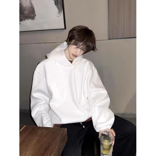 500g重磅白色連帽衛衣男款春秋美式cleanfit潮牌百搭套頭情侶外套 500g重磅白色連帽衛衣男款春秋美式cleanfit潮牌百搭套頭情侶外套