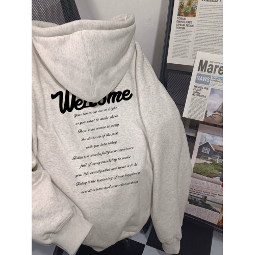 美式oversize簡約字母純棉連帽衛衣男女秋冬ins潮流休閒寬松外套