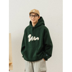 714street美式落肩袖寬松連帽衛衣男女秋冬季灰色帽衫情侶裝上衣