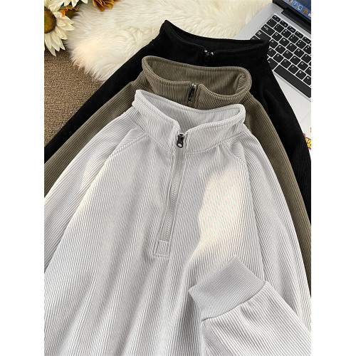 加絨加厚半拉鍊衛衣男春秋寬松2023秋冬季新款潮牌套頭立領打底衫 加絨加厚半拉鍊衛衣男春秋寬松2023秋冬季新款潮牌套頭立領打底衫