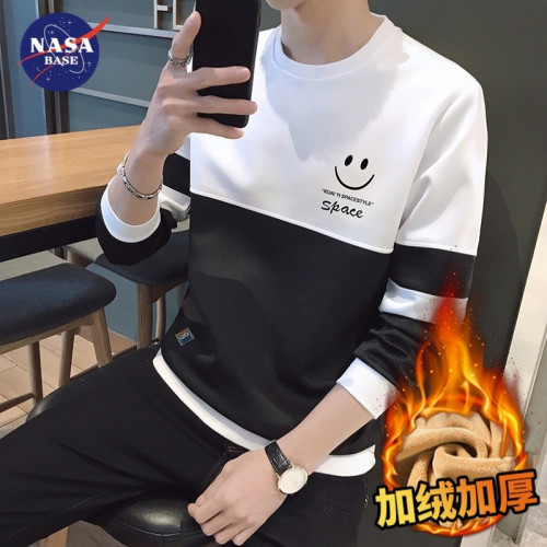 NASA套頭圓領衛衣男士打底衫春秋季新款上衣服長袖t恤男裝打底衫