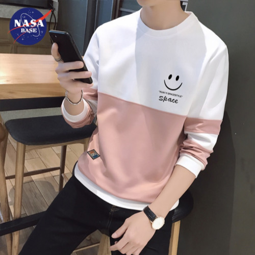 NASA套頭圓領衛衣男士打底衫春秋季新款上衣服長袖t恤男裝打底衫