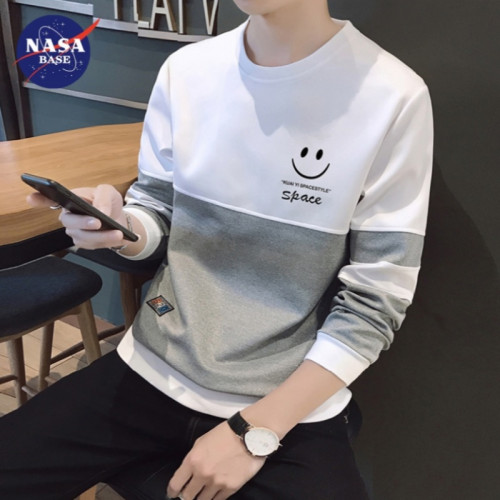 NASA套頭圓領衛衣男士打底衫春秋季新款上衣服長袖t恤男裝打底衫