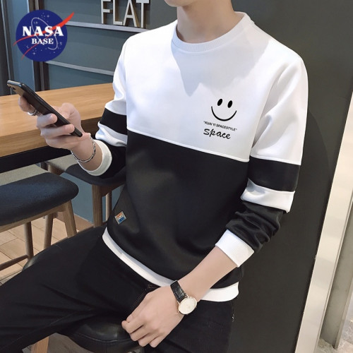 NASA套頭圓領衛衣男士打底衫春秋季新款上衣服長袖t恤男裝打底衫