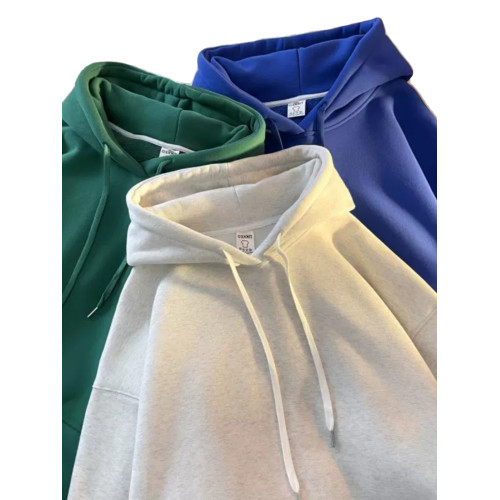 深灰色純色連帽加絨衛衣男款秋冬基礎款oversize新款外套休閒衛衣