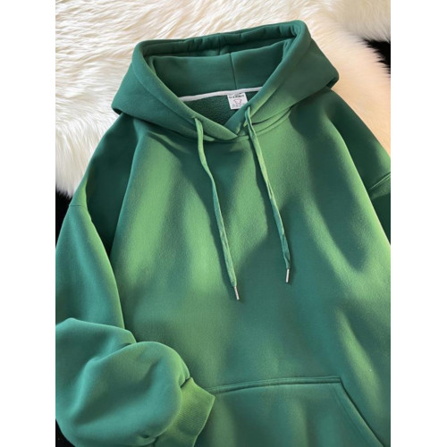 深灰色純色連帽加絨衛衣男款秋冬基礎款oversize新款外套休閒衛衣