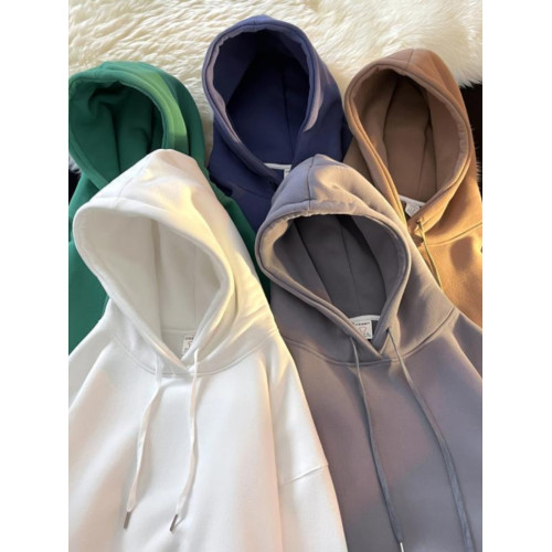 深灰色純色連帽加絨衛衣男款秋冬基礎款oversize新款外套休閒衛衣