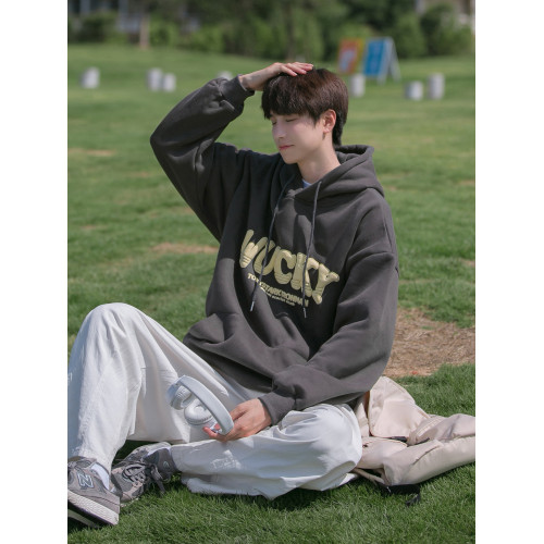 港仔文藝男 重磅藏青色髮泡連帽衛衣男秋冬2025新款男款男生外套 港仔文藝男 重磅藏青色髮泡連帽衛衣男秋冬2025新款男款男生外套