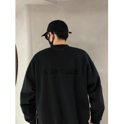 FOG復線ESSENTIALS圓領衛衣後背植絨寬松美式情侶套頭抓絨上衣男