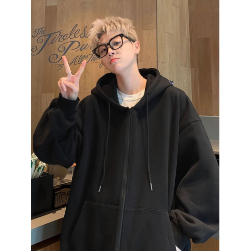 加絨加厚秋冬季連帽衛衣男ins潮牌寬松百搭oversize開衫拉鍊外套 加絨加厚秋冬季連帽衛衣男ins潮牌寬松百搭oversize開衫拉鍊外套