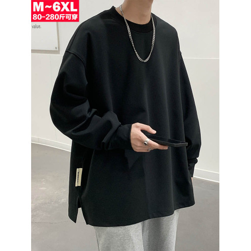 重磅純色圓領衛衣男潮ins寬松大碼上衣開衩秋冬加絨打底長袖外套 重磅純色圓領衛衣男潮ins寬松大碼上衣開衩秋冬加絨打底長袖外套