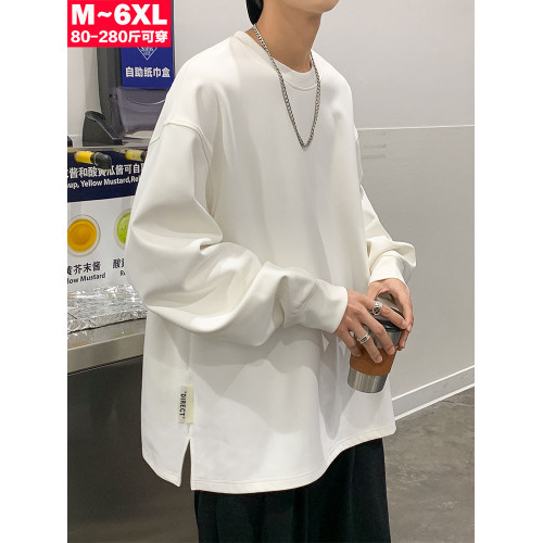 重磅純色圓領衛衣男潮ins寬松大碼上衣開衩秋冬加絨打底長袖外套 重磅純色圓領衛衣男潮ins寬松大碼上衣開衩秋冬加絨打底長袖外套