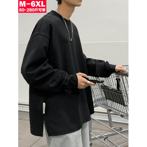 重磅純色圓領衛衣男潮ins寬松大碼上衣開衩秋冬加絨打底長袖外套 重磅純色圓領衛衣男潮ins寬松大碼上衣開衩秋冬加絨打底長袖外套