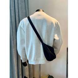 花灰色美式重磅圓領衛衣男款秋冬無帽加絨長袖t恤加厚內搭打底衫