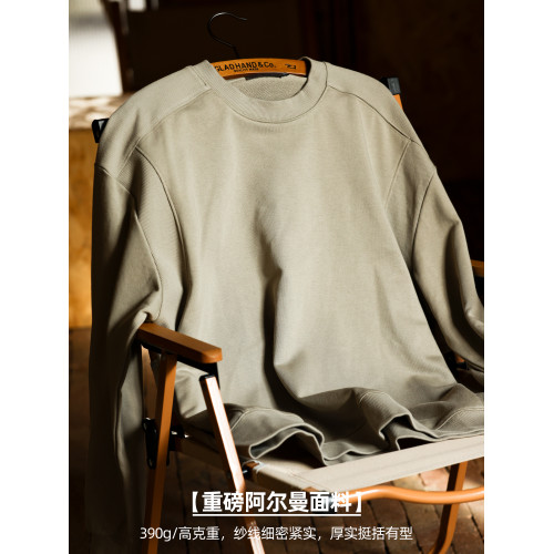 BGYO美式復古水洗阿爾曼衛衣男390g重磅外穿圓領羅紋拼接打底外套 BGYO美式復古水洗阿爾曼衛衣男390g重磅外穿圓領羅紋拼接打底外套