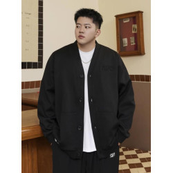 潮牌大碼男裝2024秋季V領胖子寬松休閒百搭加肥加大開衫衛衣外套