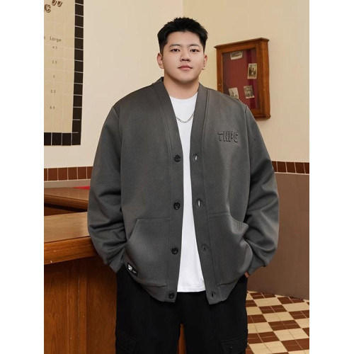 潮牌大碼男裝2024秋季V領胖子寬松休閒百搭加肥加大開衫衛衣外套 潮牌大碼男裝2024秋季V領胖子寬松休閒百搭加肥加大開衫衛衣外套