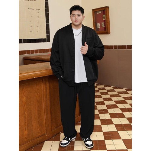 潮牌大碼男裝2024秋季V領胖子寬松休閒百搭加肥加大開衫衛衣外套 潮牌大碼男裝2024秋季V領胖子寬松休閒百搭加肥加大開衫衛衣外套