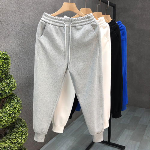 簡約純色棉質衛褲男春秋運動修身白色褲子2025新款男士束腳休閒褲 簡約純色棉質衛褲男春秋運動修身白色褲子2025新款男士束腳休閒褲