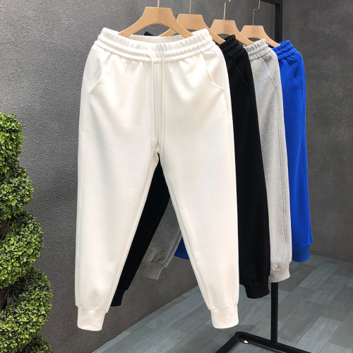 簡約純色棉質衛褲男春秋運動修身白色褲子2025新款男士束腳休閒褲 簡約純色棉質衛褲男春秋運動修身白色褲子2025新款男士束腳休閒褲