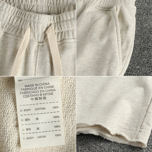 自然卷邊褲腳設計 英倫復古潮流休閒衛褲男高克重水洗毛圈棉長褲