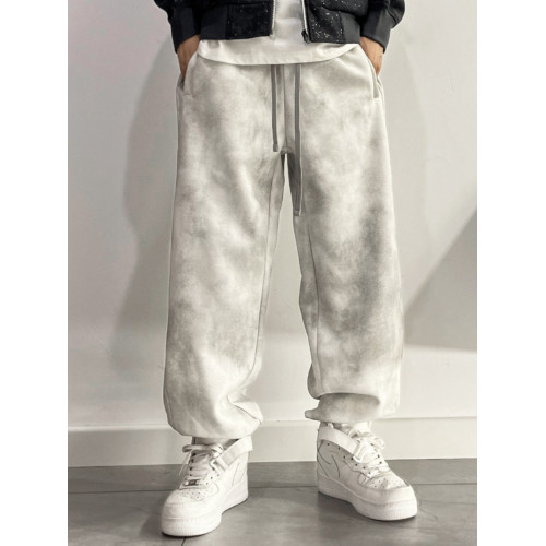 潮牌白色紥染運動褲男褲子大碼衛褲加肥加大青少年寬松休閒束腳褲 潮牌白色紥染運動褲男褲子大碼衛褲加肥加大青少年寬松休閒束腳褲