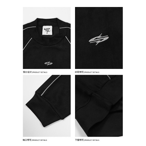 悟空有貨美式高街反光條麂皮絨衛衣男潮牌設計感寬松運動圓領上衣 悟空有貨美式高街反光條麂皮絨衛衣男潮牌設計感寬松運動圓領上衣