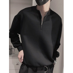 高品質白色半拉鍊衛衣男潮牌春秋長袖T恤新款內搭青春痞帥打底衫