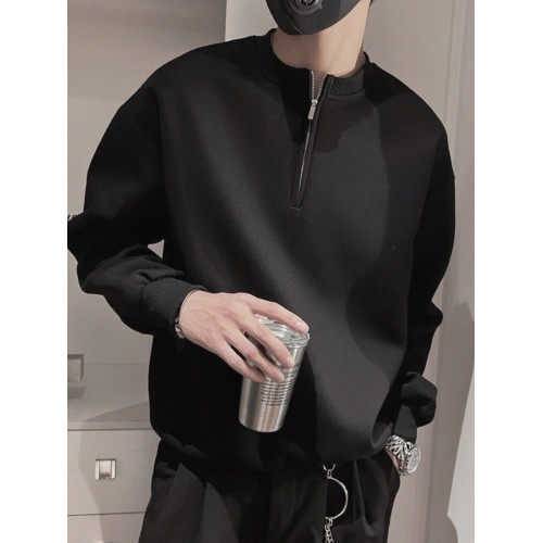 高品質白色半拉鍊衛衣男潮牌春秋長袖T恤新款內搭青春痞帥打底衫 高品質白色半拉鍊衛衣男潮牌春秋長袖T恤新款內搭青春痞帥打底衫