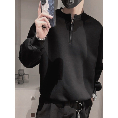 高品質白色半拉鍊衛衣男潮牌春秋長袖T恤新款內搭青春痞帥打底衫 高品質白色半拉鍊衛衣男潮牌春秋長袖T恤新款內搭青春痞帥打底衫