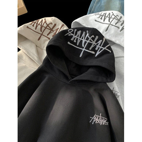 重磅潮牌刺綉連帽衛衣男秋季美式高街休閒帽衫復古百搭情侶款外套 重磅潮牌刺綉連帽衛衣男秋季美式高街休閒帽衫復古百搭情侶款外套